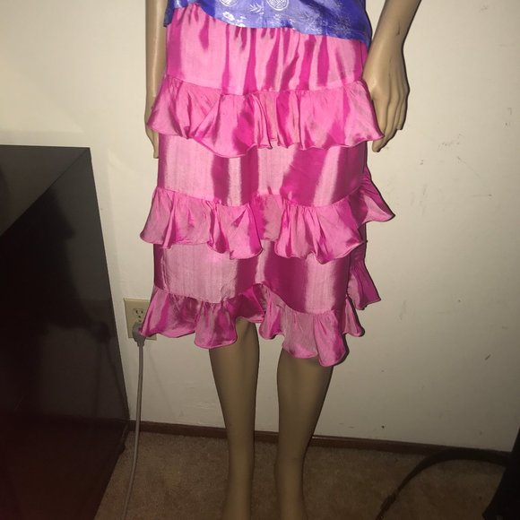 RUFFLED VIETNAM SILK SKIRT - Picture 1 of 4